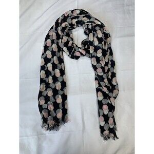 Kate Spade Steal the Spotlight Black Pink Gray Spots 100% Silk Oblong Scarf 79"